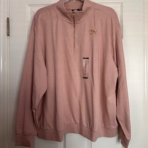 BRAND NEW W/ TAGS nike quarter zip!! blush pink with gold details